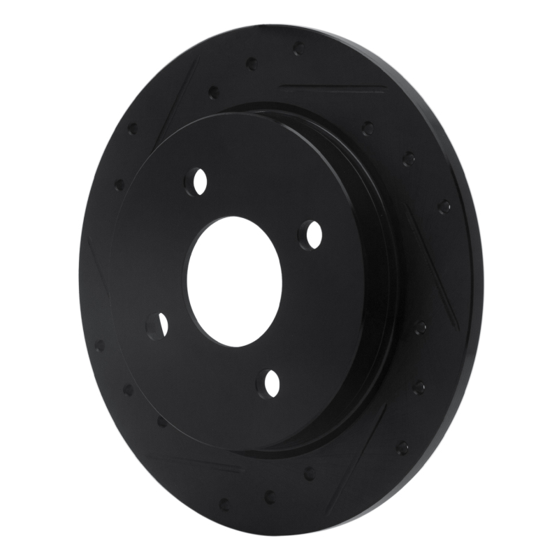 Ford Fiesta Brake Rotor (1) - Rear Left - R1 Concepts - Drilled & Slotted - Black - `01-`19